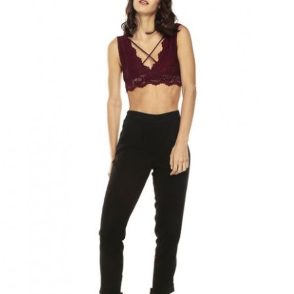 LACE BURGUNDY BRALETTE - Picture 3 of 4